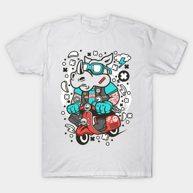 Rhino Scooterist T-Shirt by p308nx